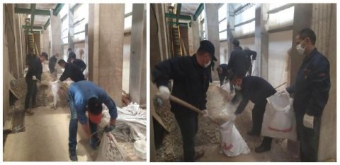 盛世公司黨支部組織黨員及積極分子義務(wù)勞動(dòng)，助力窯頭煙道清灰工作